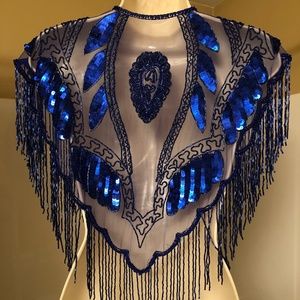 Royal blue beaded, vest cover